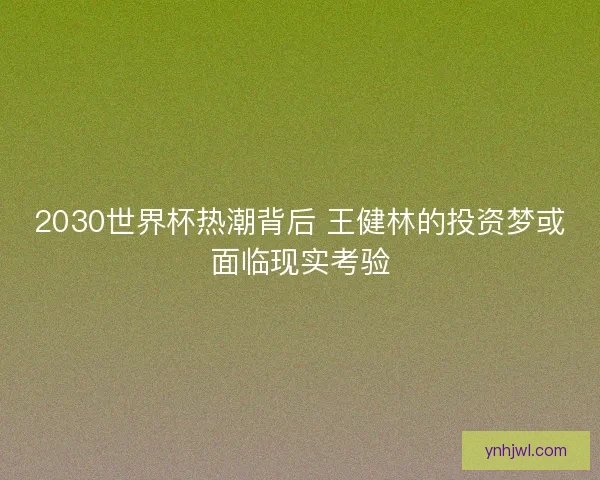 2030世界杯热潮背后 王健林的投资梦或面临现实考验