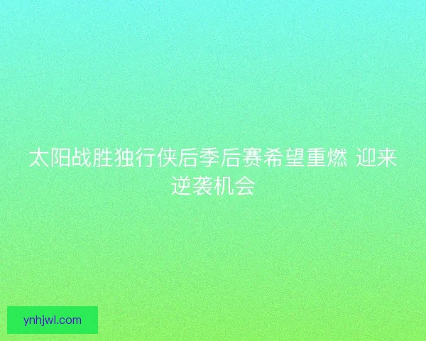 太阳战胜独行侠后季后赛希望重燃 迎来逆袭机会